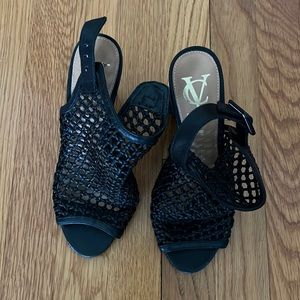 Vince Camuto  VC Cleone Mesh Wedge Black Sandals